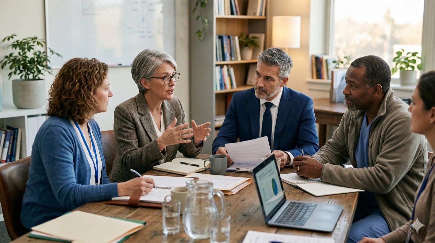 Healthcare professionals in discussion