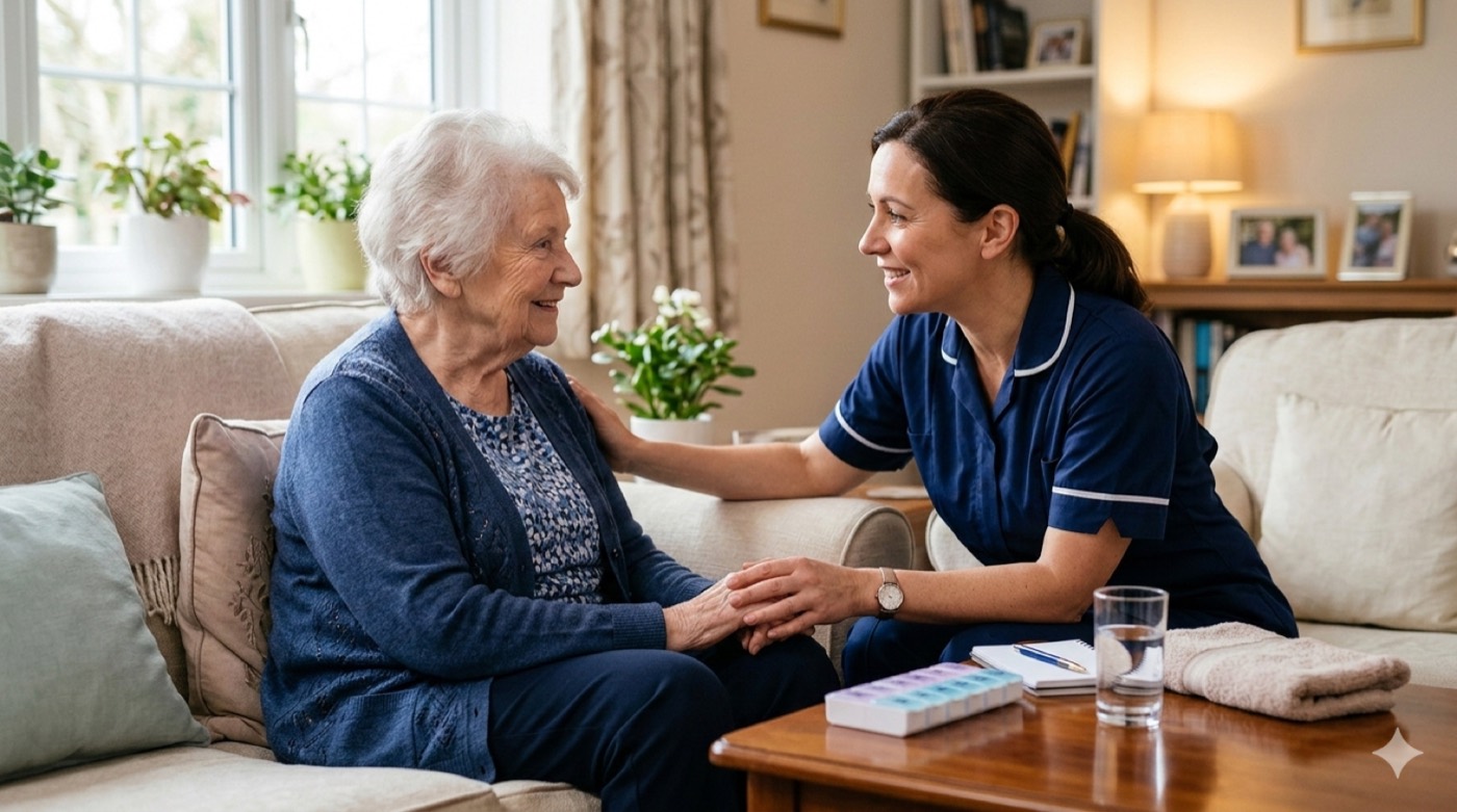 Caregiver with elderly patient
